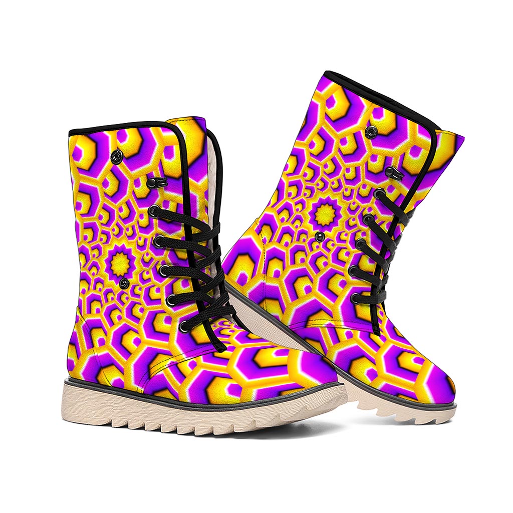 Yellow Hive Moving Optical Illusion Winter Boots