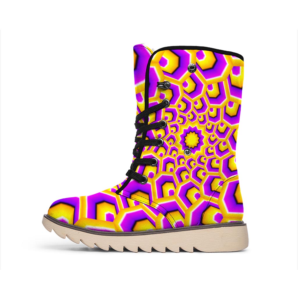 Yellow Hive Moving Optical Illusion Winter Boots