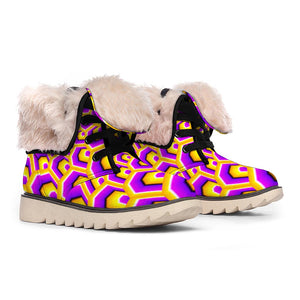 Yellow Hive Moving Optical Illusion Winter Boots