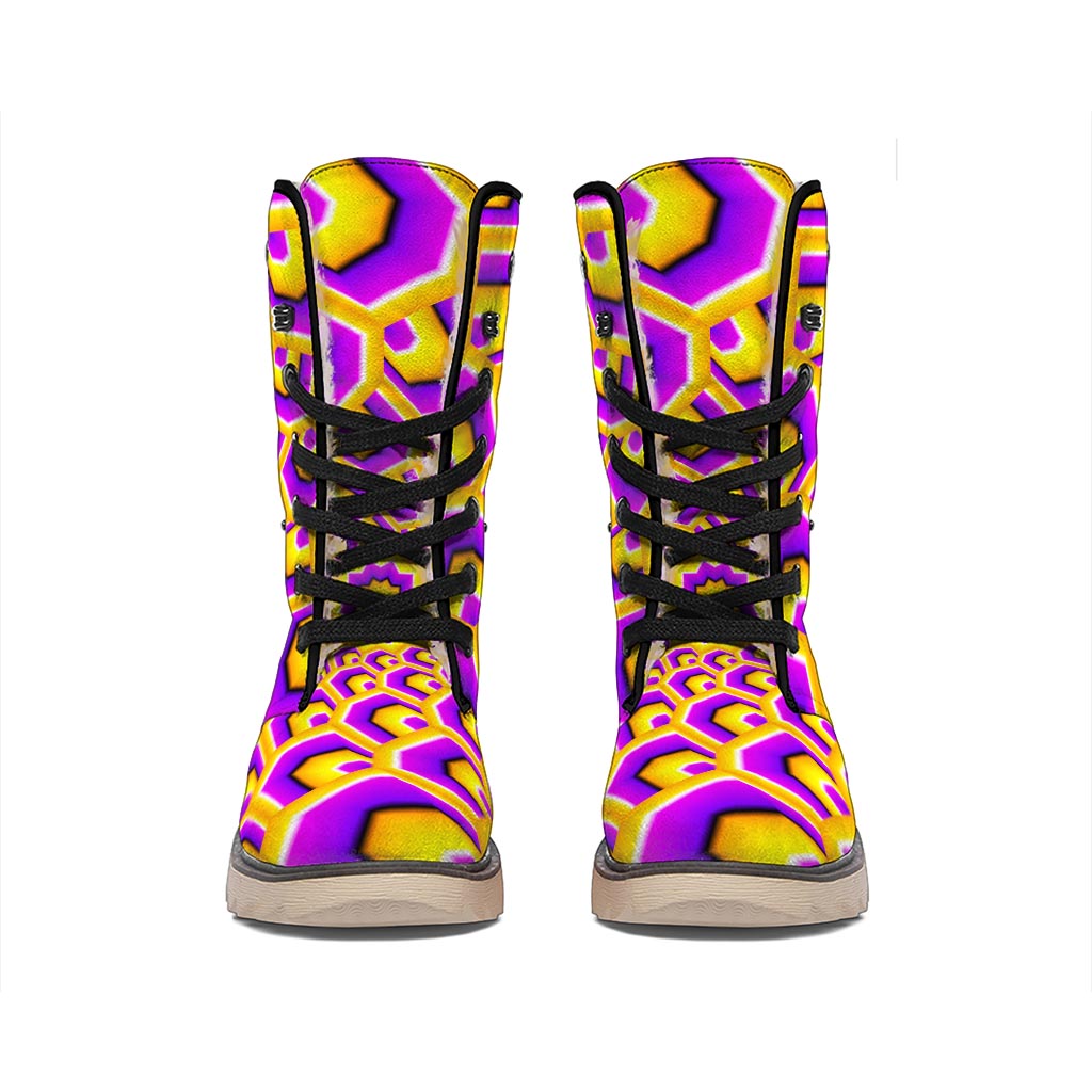 Yellow Hive Moving Optical Illusion Winter Boots