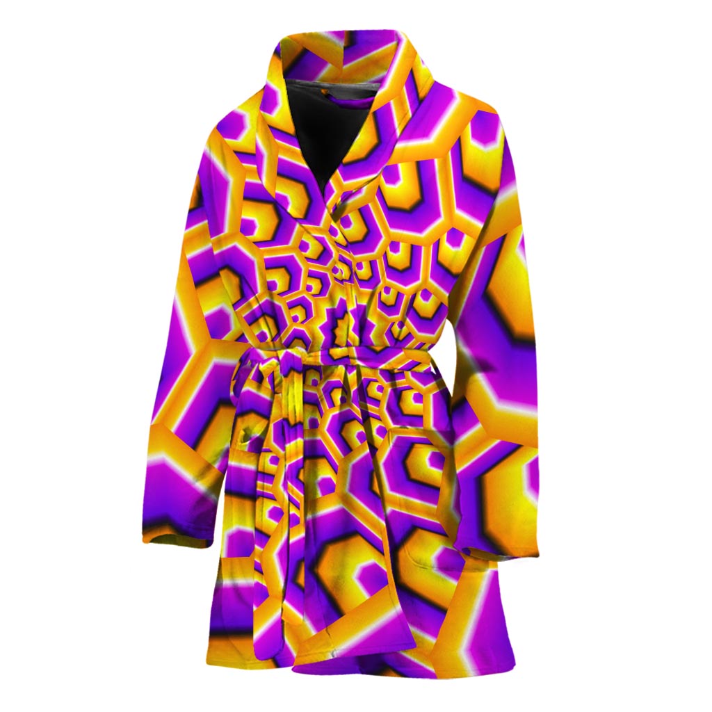 Yellow Hive Moving Optical Illusion Women's Bathrobe
