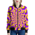 Yellow Hive Moving Optical Illusion Women's Bomber Jacket