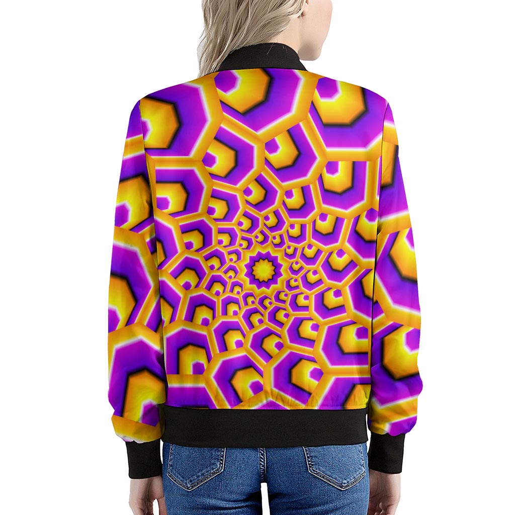 Yellow Hive Moving Optical Illusion Women's Bomber Jacket