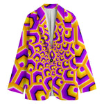 Yellow Hive Moving Optical Illusion Women's Cotton Blazer