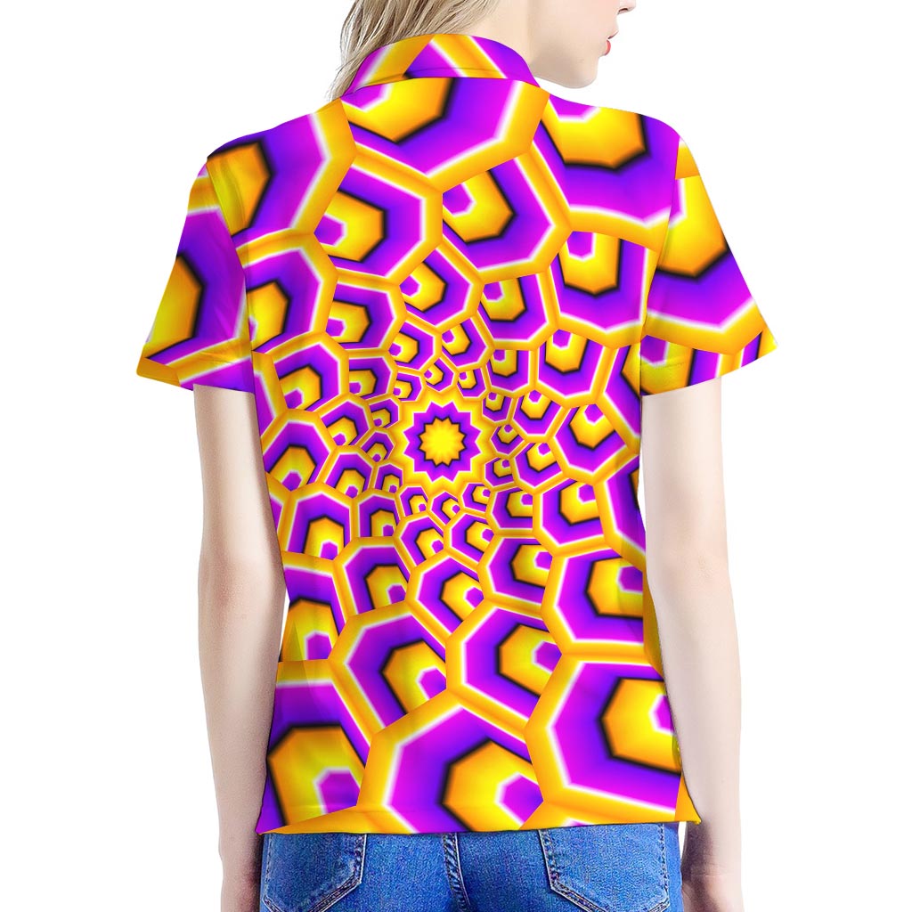 Yellow Hive Moving Optical Illusion Women's Polo Shirt