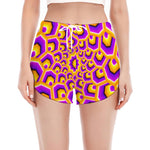 Yellow Hive Moving Optical Illusion Women's Split Running Shorts