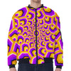 Yellow Hive Moving Optical Illusion Zip Sleeve Bomber Jacket