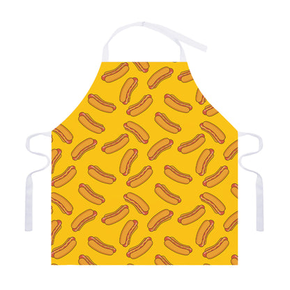 Yellow Hot Dog Pattern Print Adjustable Apron