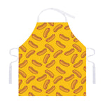 Yellow Hot Dog Pattern Print Adjustable Apron
