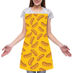 Yellow Hot Dog Pattern Print Adjustable Apron