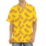 Yellow Hot Dog Pattern Print Aloha Shirt