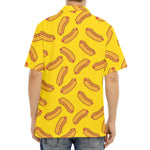 Yellow Hot Dog Pattern Print Aloha Shirt
