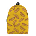 Yellow Hot Dog Pattern Print School Backpack