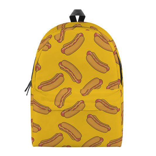 Yellow Hot Dog Pattern Print Backpack