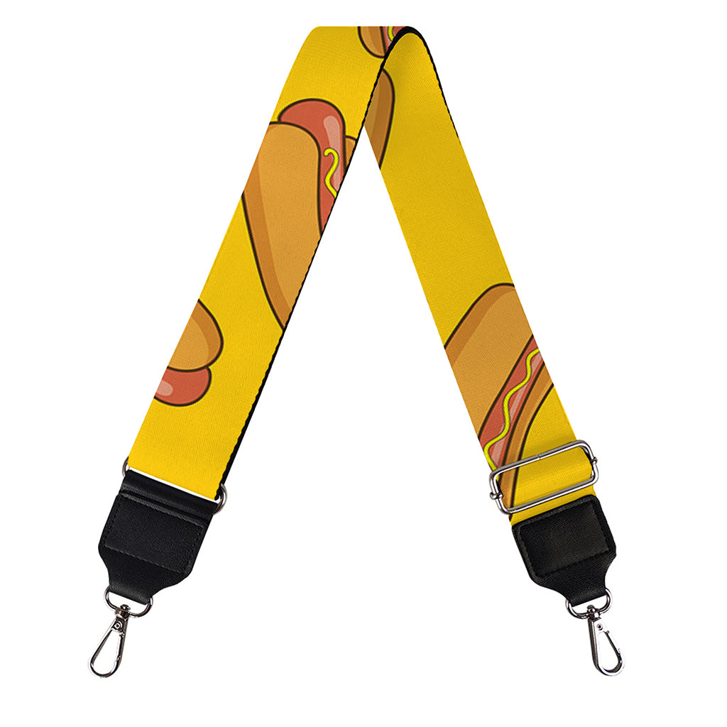 Yellow Hot Dog Pattern Print Bag Strap