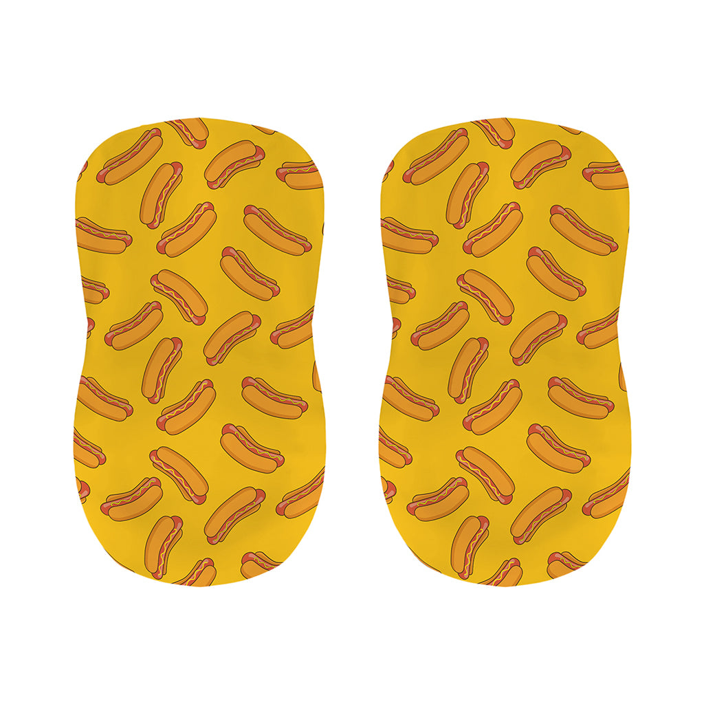 Yellow Hot Dog Pattern Print Bar Stool Covers