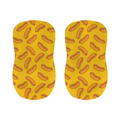 Yellow Hot Dog Pattern Print Bar Stool Covers