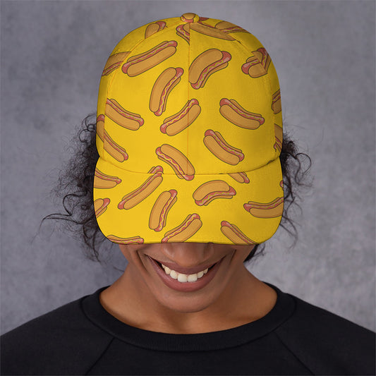 Yellow Hot Dog Pattern Print Baseball Cap