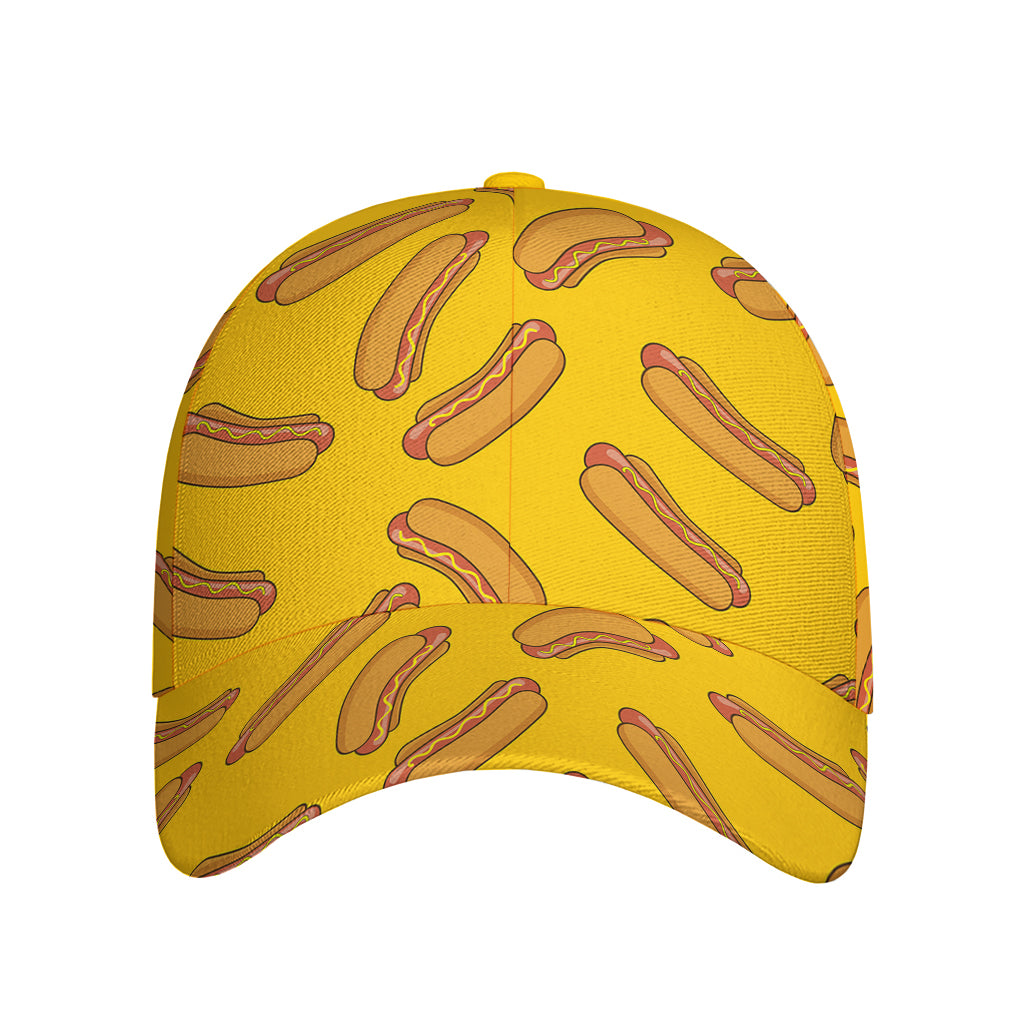 Yellow Hot Dog Pattern Print Baseball Cap