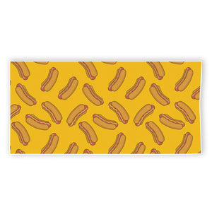 Yellow Hot Dog Pattern Print Beach Towel