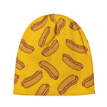 Yellow Hot Dog Pattern Print Beanie