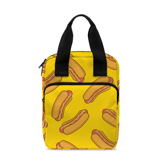 Yellow Hot Dog Pattern Print Bible Tote Bag