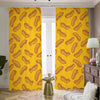 Yellow Hot Dog Pattern Print Blackout Pencil Pleat Curtains