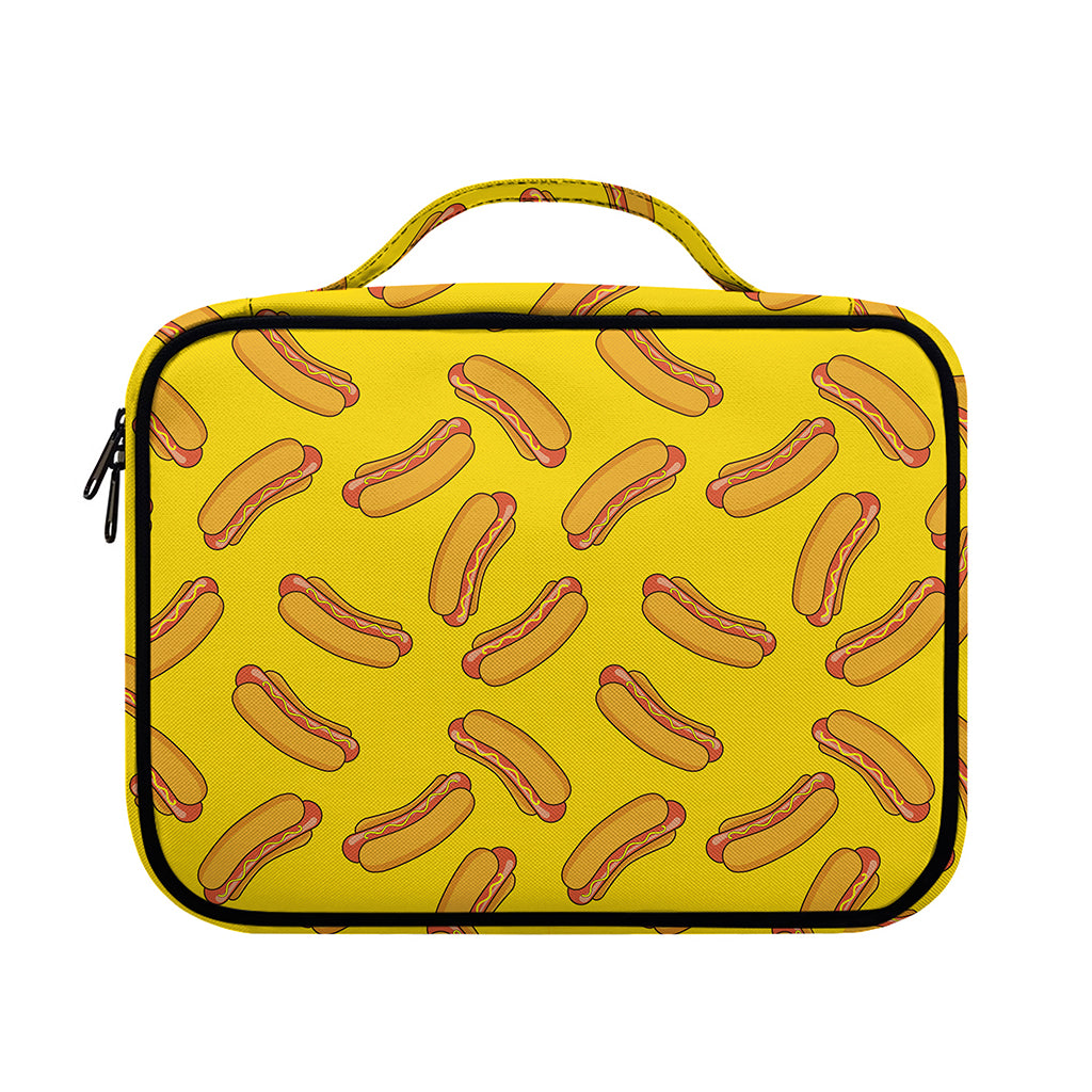 Yellow Hot Dog Pattern Print Briefcase Bible Bag