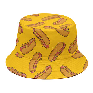 Yellow Hot Dog Pattern Print Bucket Hat