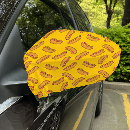 Yellow Hot Dog Pattern Print Car Side Mirror Covers