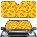 Yellow Hot Dog Pattern Print Car Windshield Sun Shade