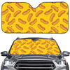 Yellow Hot Dog Pattern Print Car Windshield Sun Shade