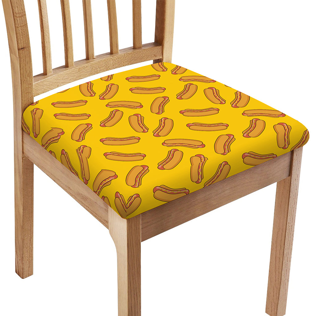 Yellow Hot Dog Pattern Print Chair Cushion Cover