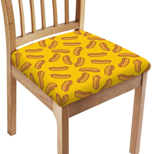 Yellow Hot Dog Pattern Print Chair Cushion Cover