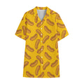 Yellow Hot Dog Pattern Print Cotton Hawaiian Shirt
