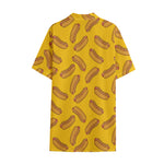 Yellow Hot Dog Pattern Print Cotton Hawaiian Shirt