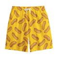 Yellow Hot Dog Pattern Print Cotton Shorts