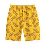 Yellow Hot Dog Pattern Print Cotton Shorts