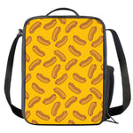 Yellow Hot Dog Pattern Print Crossbody Lunch Bag