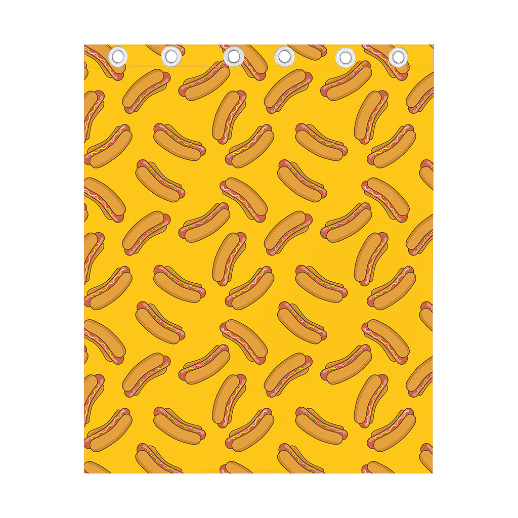 Yellow Hot Dog Pattern Print Curtain