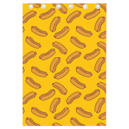 Yellow Hot Dog Pattern Print Curtain