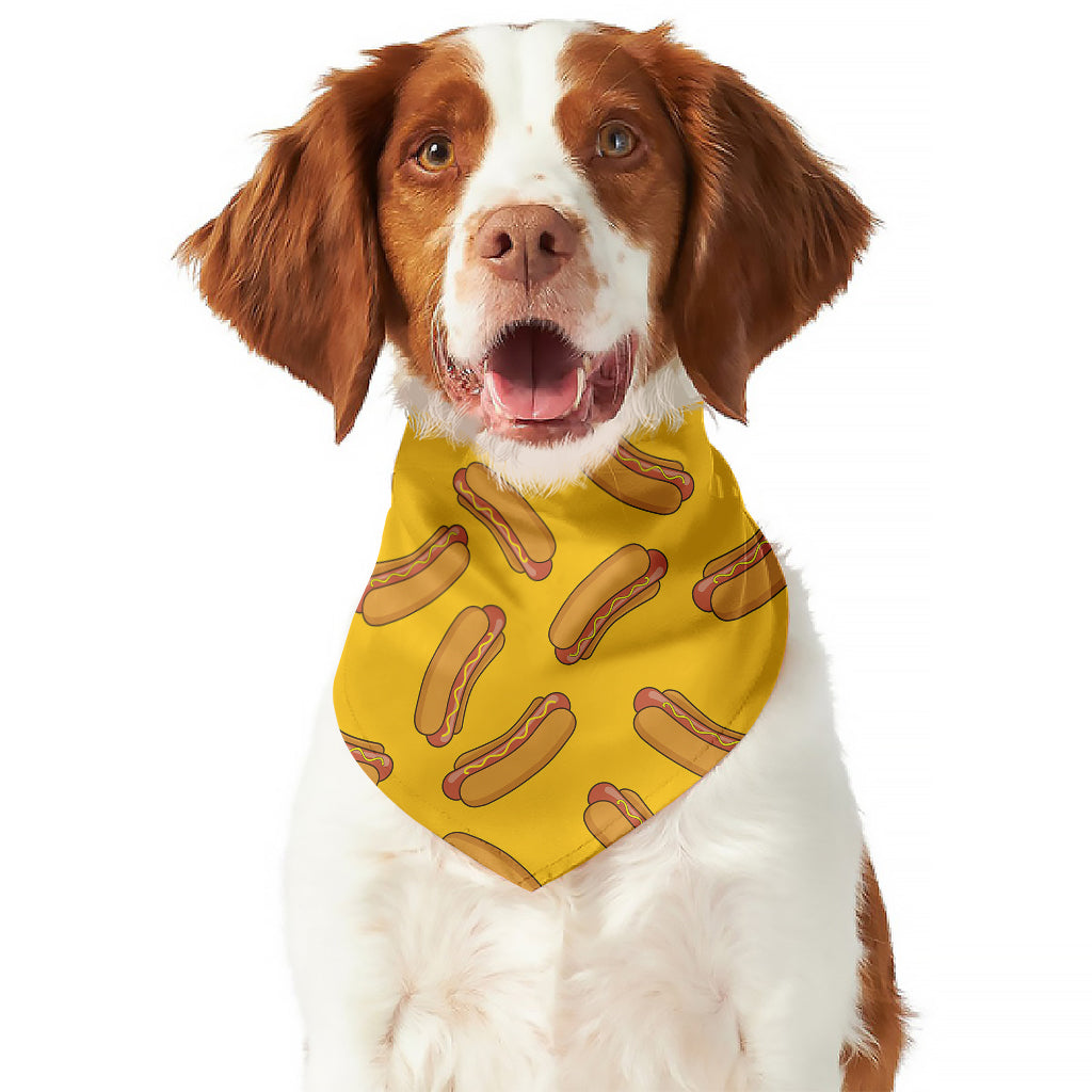 Yellow Hot Dog Pattern Print Dog Bandana