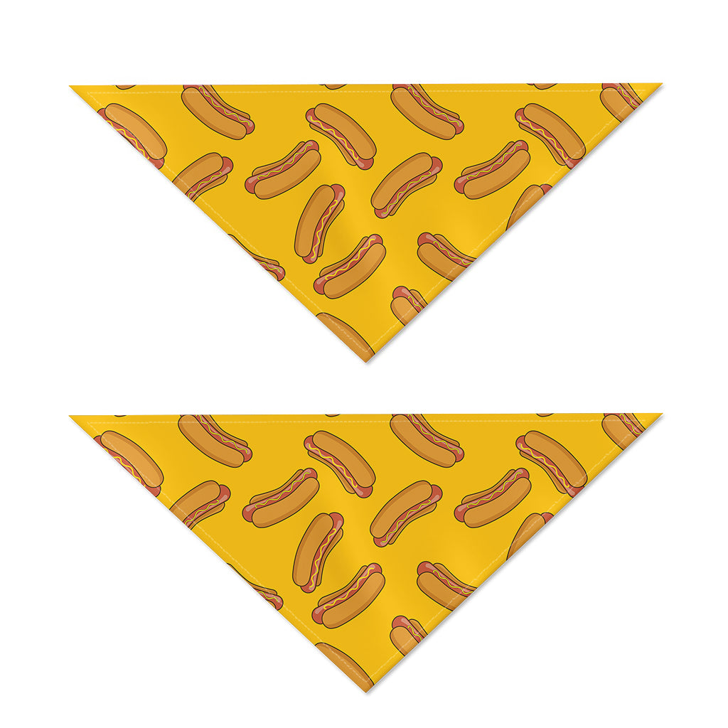 Yellow Hot Dog Pattern Print Dog Bandana