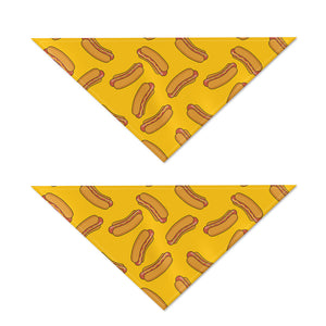 Yellow Hot Dog Pattern Print Dog Bandana