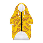 Yellow Hot Dog Pattern Print Dog Zip Up Hoodie