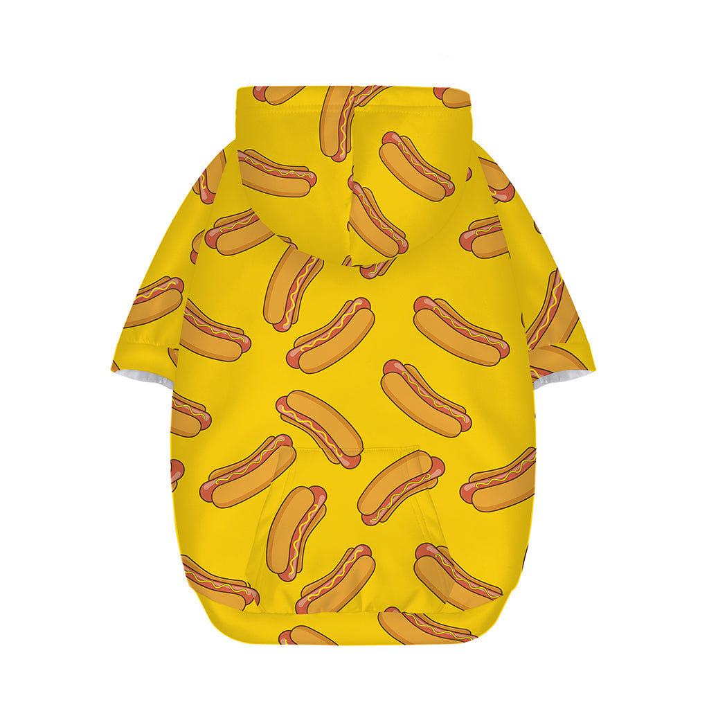 Yellow Hot Dog Pattern Print Dog Zip Up Hoodie