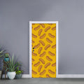 Yellow Hot Dog Pattern Print Door Sticker