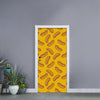 Yellow Hot Dog Pattern Print Door Sticker