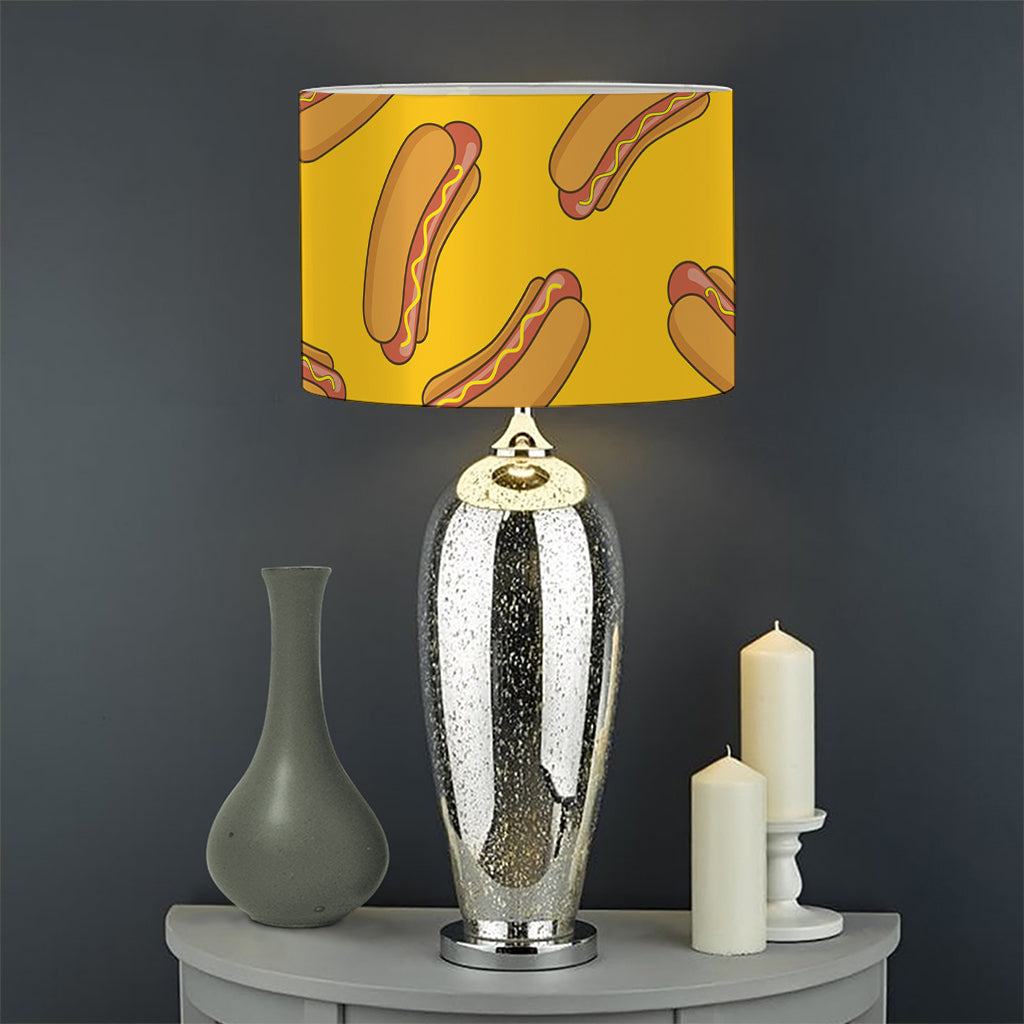 Yellow Hot Dog Pattern Print Drum Lamp Shade
