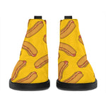 Yellow Hot Dog Pattern Print Flat Ankle Boots